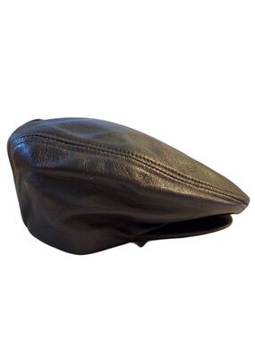 Genuine Lambskin Leather Newsboy/Cabby/Cap-Brown Sz S
